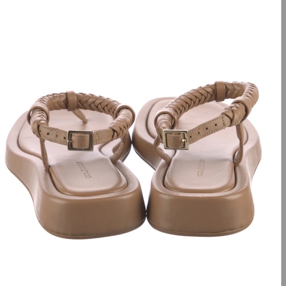 NEW GIA BORGHINI x RHW Flat Hazelnut (Nude/Tan) Leather Thong Sandal Size 37 - Picture 9 of 12